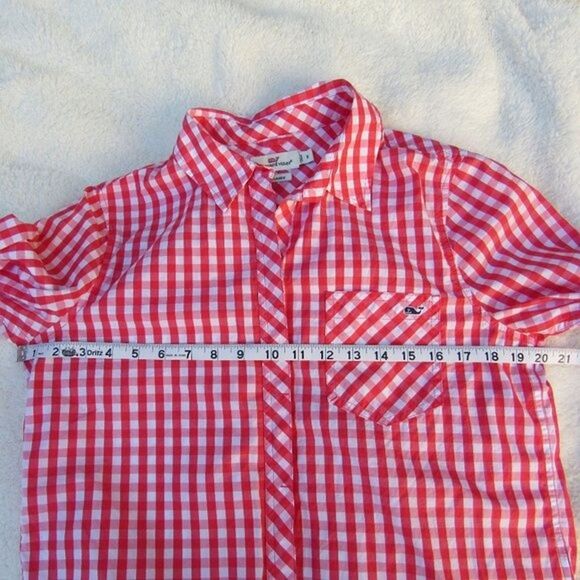 Vineyard Vines Gingham Button Up Shirt Relaxed Seabreeze Size 8 Style: 2W2080 - Picture 14 of 16